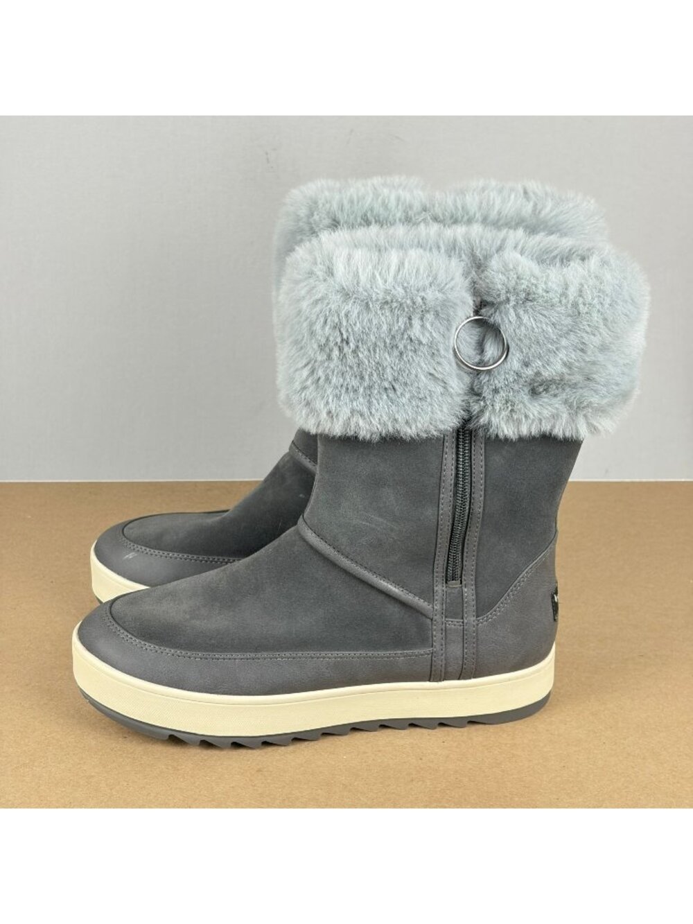 Koolaburra by UGG Tynlee Suede Boots Womens 9 Gray Side Zip Winter Lined